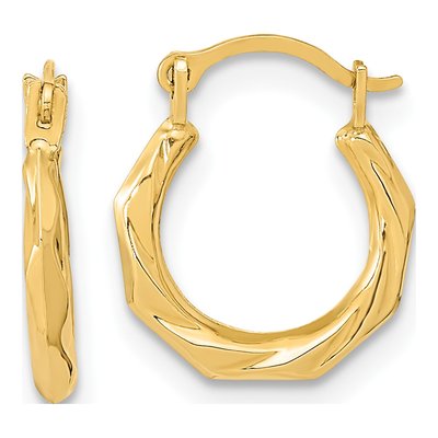 14K Yellow Gold Twist Hoop Earrings