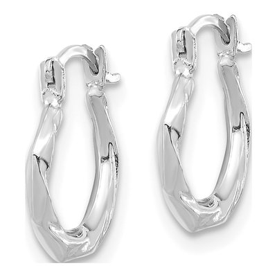 14K White Gold Twist Hoop Earrings – view 2