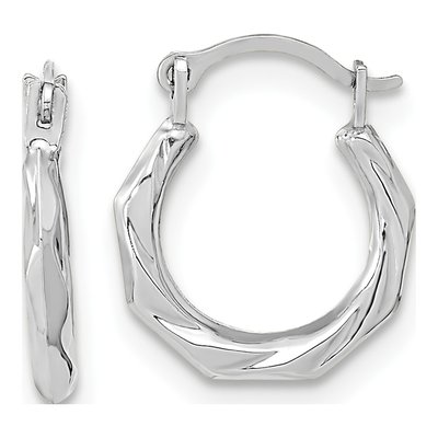 14K White Gold Twist Hoop Earrings