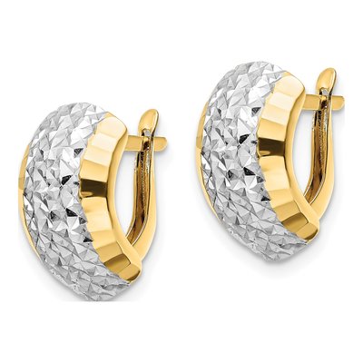 14K Yellow Gold 15mm Diamond-Cut Hoop Earrings – view 3