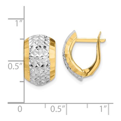 14K Yellow Gold 15mm Diamond-Cut Hoop Earrings – view 5