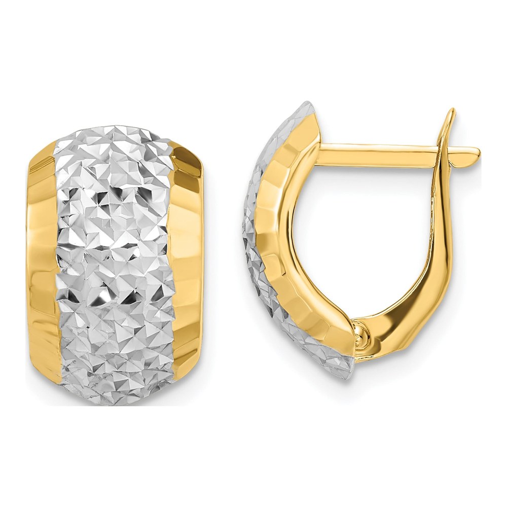 14K Yellow Gold 15mm Diamond-Cut Hoop Earrings