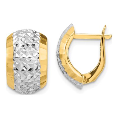 14K Yellow Gold 15mm Diamond-Cut Hoop Earrings