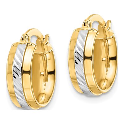 14K Yellow Gold 15mm Diamond-Cut Hoop Earrings – view 3