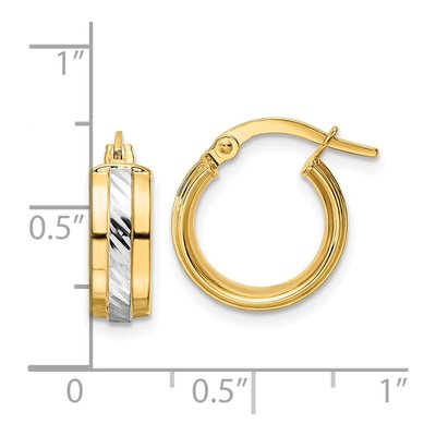 14K Yellow Gold 15mm Diamond-Cut Hoop Earrings – view 5
