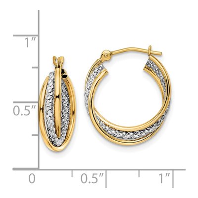 14K Yellow Gold 19mm Textured Hoop Earrings – view 5