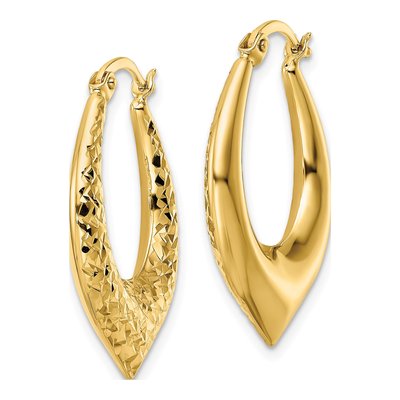 14K Yellow Gold 29mm Diamond-Cut Hoop Earrings – view 3