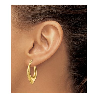 14K Yellow Gold 29mm Diamond-Cut Hoop Earrings – view 4