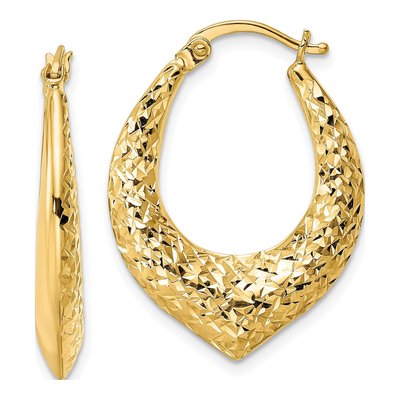 14K Yellow Gold 29mm Diamond-Cut Hoop Earrings