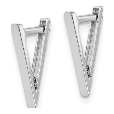 14K White Gold Triangle Dangle Earrings – view 2