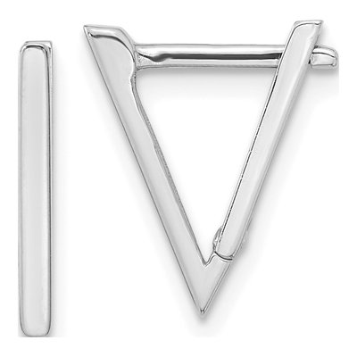 14K White Gold Triangle Dangle Earrings