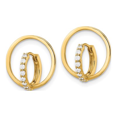14K Yellow Gold CZ Circle Dangle Earrings – view 3