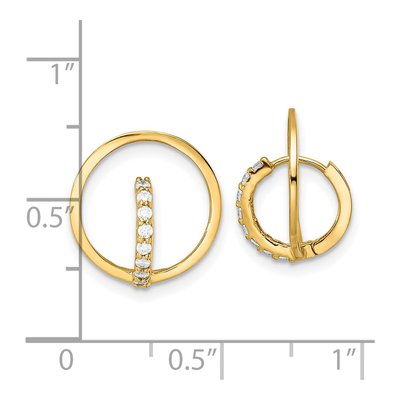 14K Yellow Gold CZ Circle Dangle Earrings – view 5