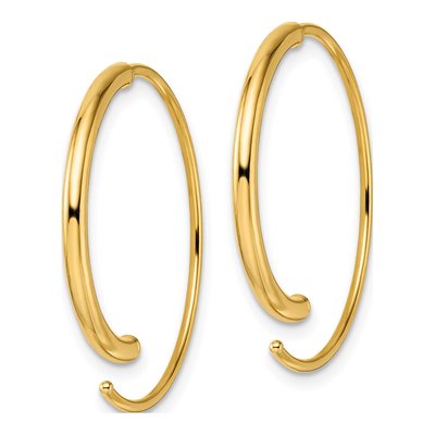 14K Yellow Gold Round Wire Threader Earrings – view 3