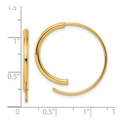 14K Yellow Gold Round Wire Threader Earrings – view 5