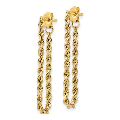 14K Yellow Gold Rope Dangle Earrings – view 3