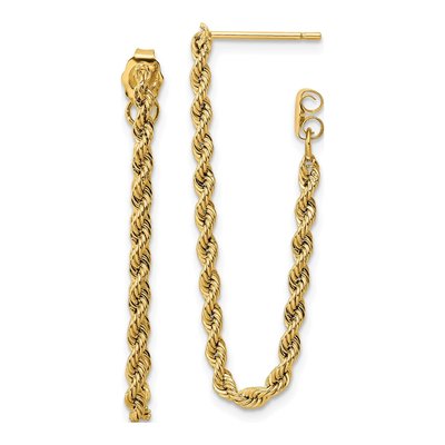 14K Yellow Gold Rope Dangle Earrings