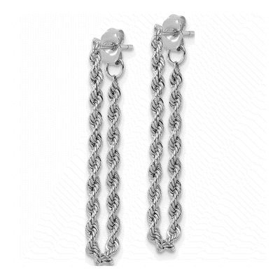 14K White Gold Rope Dangle Earrings – view 2