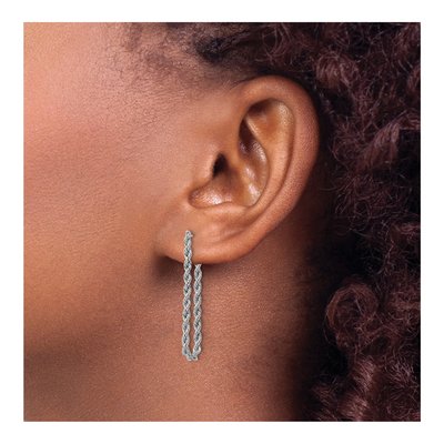 14K White Gold Rope Dangle Earrings – view 3