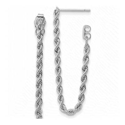 14K White Gold Rope Dangle Earrings