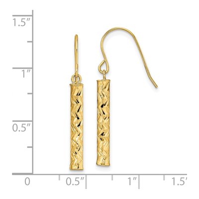 14K Yellow Gold Diamond-Cut Bar Dangle Earrings – view 5
