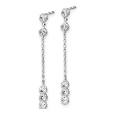 14K White Gold CZ Bezel Dangle Post Earrings – view 2