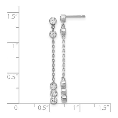 14K White Gold CZ Bezel Dangle Post Earrings – view 4