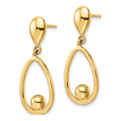 14K Yellow Gold Teardrop Dangle Earrings – view 3