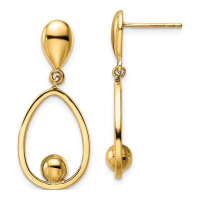 14K Yellow Gold Teardrop Dangle Earrings
