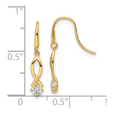 14K Yellow Gold CZ Oval Dangle Earrings – view 5