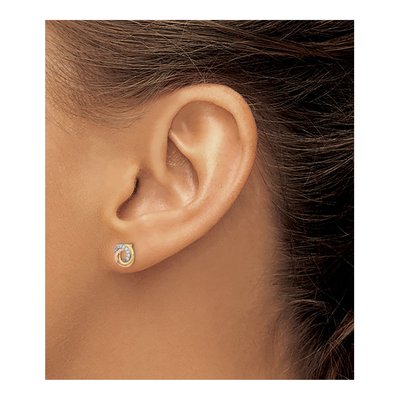 14K Tri-Color Gold Round CZ Love Knot Circle Stud Earrings – view 5