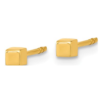 14K Yellow Gold Cube Stud Earrings – view 2