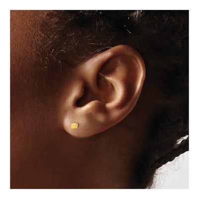 14K Yellow Gold Cube Stud Earrings – view 3