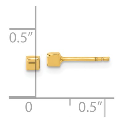 14K Yellow Gold Cube Stud Earrings – view 4