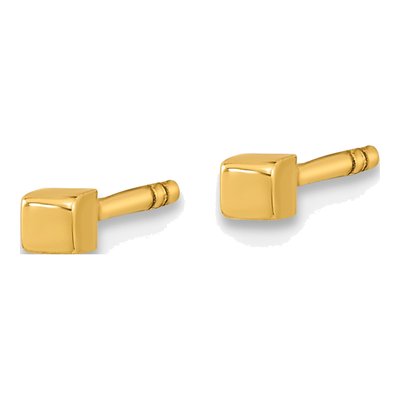 14K Yellow Gold Cube Stud Earrings – view 2