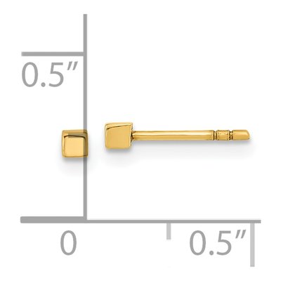 14K Yellow Gold Cube Stud Earrings – view 4