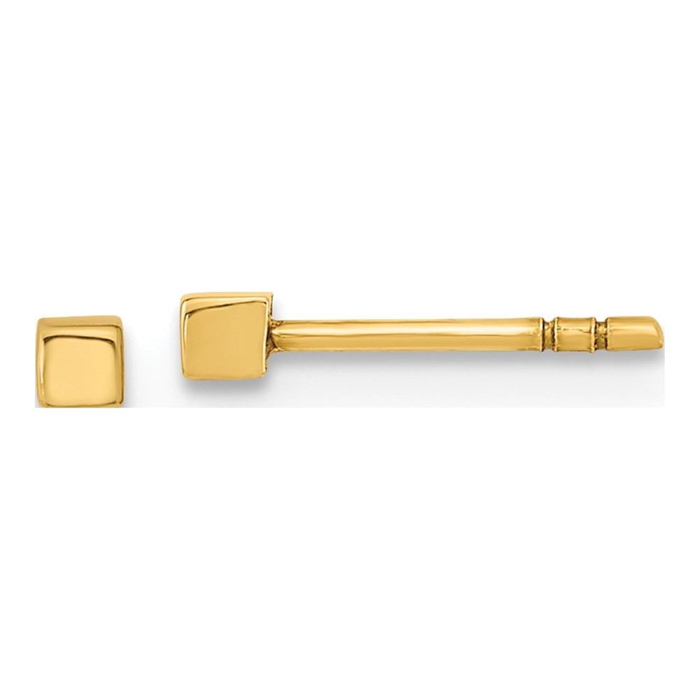 14K Yellow Gold Cube Stud Earrings