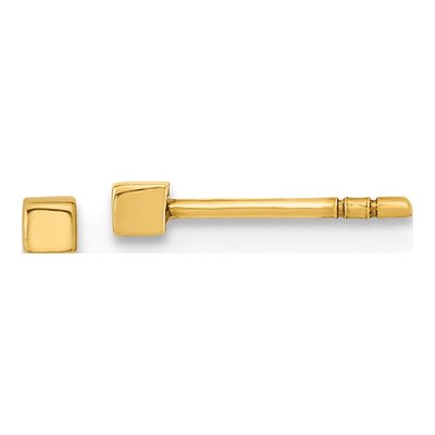 14K Yellow Gold Cube Stud Earrings