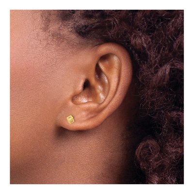 14K Yellow Gold Round CZ Cube Button Stud Earrings – view 4