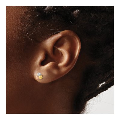 14K Tri-Color Gold Circles Button Stud Earrings – view 3