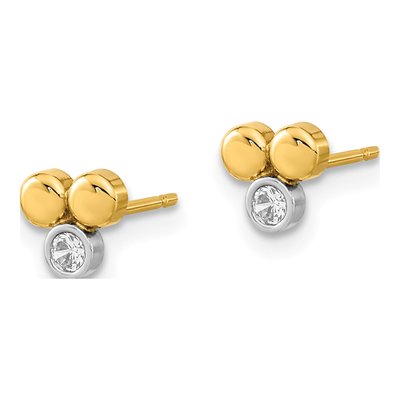 14K Yellow Gold CZ Three Circle Stud Earrings – view 2