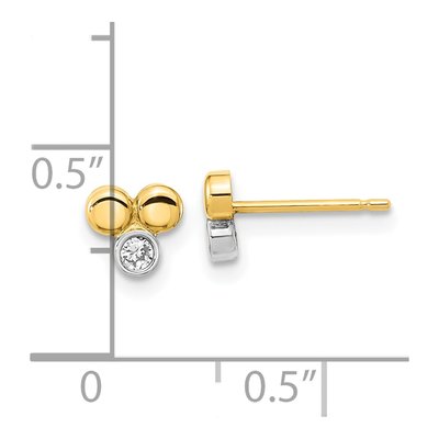 14K Yellow Gold CZ Three Circle Stud Earrings – view 4