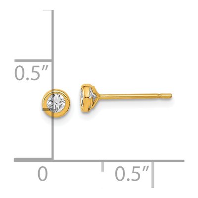 14K Yellow Gold Round CZ Bezel Button Stud Earrings – view 4