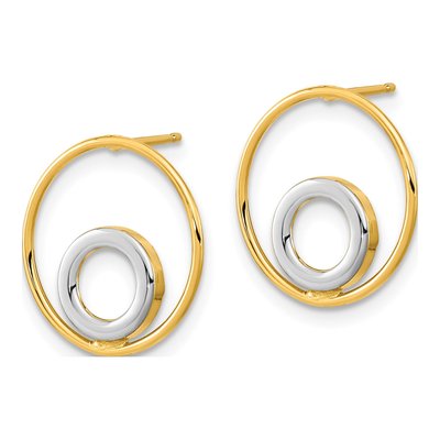 14K Yellow Gold Circle Dangle Earrings – view 2