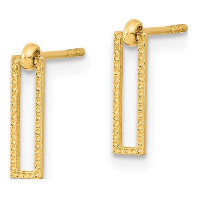 14K Yellow Gold Open Rectangle Dangle Earrings – view 2