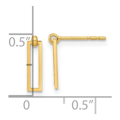 14K Yellow Gold Open Rectangle Dangle Earrings – view 4