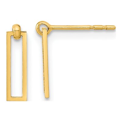 14K Yellow Gold Open Rectangle Dangle Earrings
