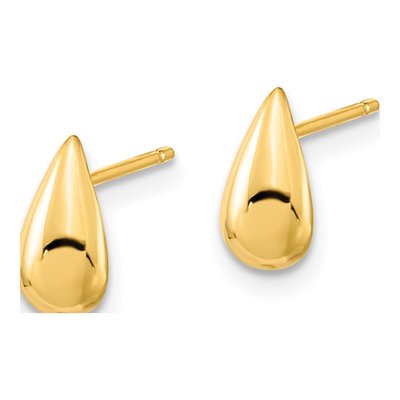 14K Yellow Gold Teardrop Stud Earrings – view 2