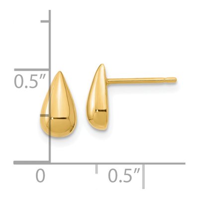 14K Yellow Gold Teardrop Stud Earrings – view 4