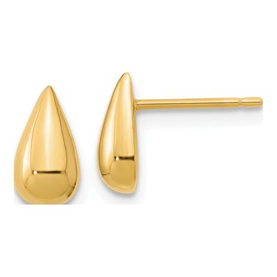 14K Yellow Gold Teardrop Stud Earrings
